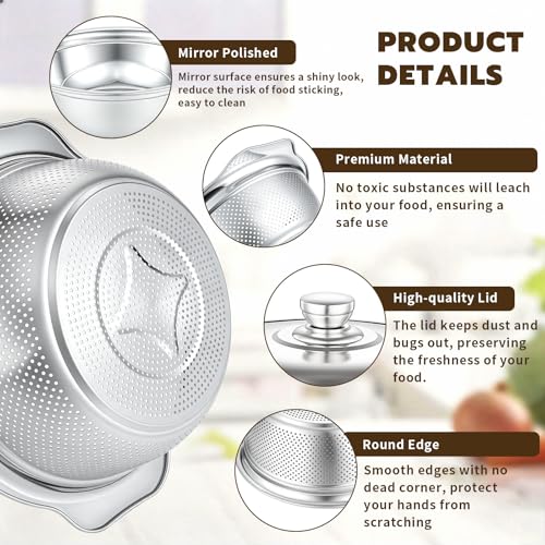 3-in-1 Stainless Steel Colander with Bowl Set – 11.4 Inch Large Fruit Washing Basket & Food Strainer, Multifunctional Drain Basket for Kitchen, Pasta, Vegetable, Rice by lake tian - Image 5