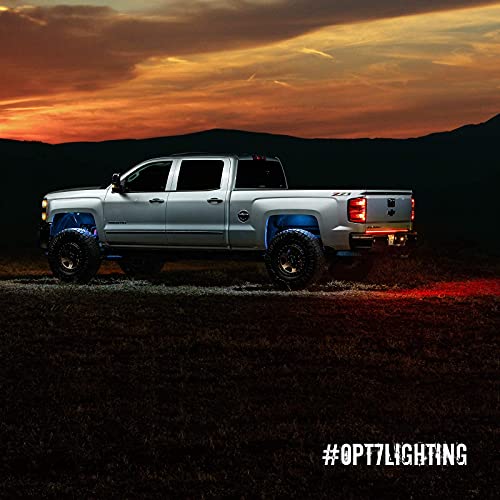 Opt7 48" Redline Triple Row Led Tailgate Light Bar W/Sequential Amber Turn Signal - Weatherproof Rigid Aluminum Frame Light Strip For Trucks - No Drill Install - Full Function Reverse Brake Running #TOP5