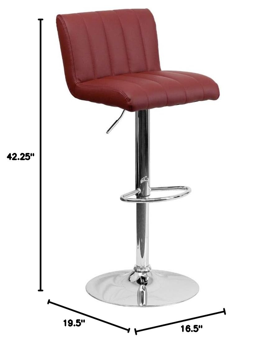 Flash Furniture Contemporary Vinyl Adjustable Height Barstool with Chrome Base, Burgundy, 63.5 x 46.99 x 46.35 cm - Image 4