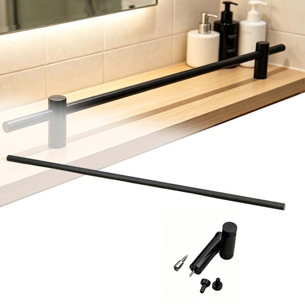 TAJMDGW Cabinet Guard Railing Anti-Fall Shelf Rail Guard Fence Aluminum Decorative Guardrail Bars for Display Cabinet Bookshelves Shoe Rack Closet(Black,70cm(27.5"))
