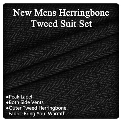 Vintage Tweed Herringbone Suits for Men 2 Button Slim Fit 3 Piece Formal Wool Suit Jacket Vest Pants Men Prom Dress Tuxedo2
