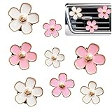車用芳香剤通気口クリップ 女性用 8個 かわいい車の通気口クリップ デコレーション デイジーフラワー カーアクセサリー 芳香剤クリップ 女の子 女性 車 ホーム バスルーム 寝室 (8個 ホワイトピンク)