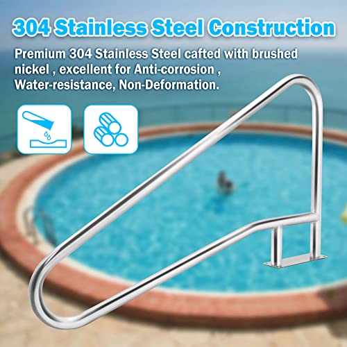 Barándal para piscina de acero inoxidable 57x35 pulg miniatura 4