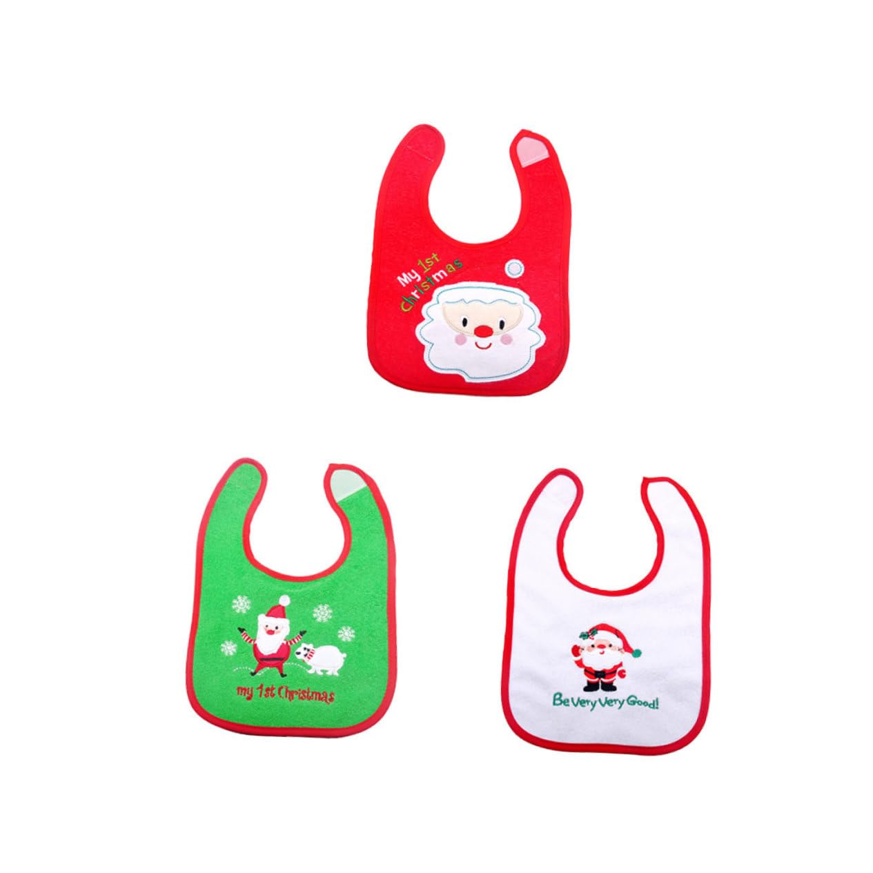 ibasenice 9piezas Baberos De Alimentación Para Bebés Diseño De Santa Claus Impermeables y Bolsillo Para Comida Divertido y Para Navidad