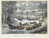 Historic Pictoric Fine Art Print - Currier & Ives - Central Park in Winter - Vintage Wall Art - 20in...