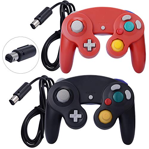 Paquete de 2 mandos clásicos para videojuegos con cable para Wii NGC Game Cube