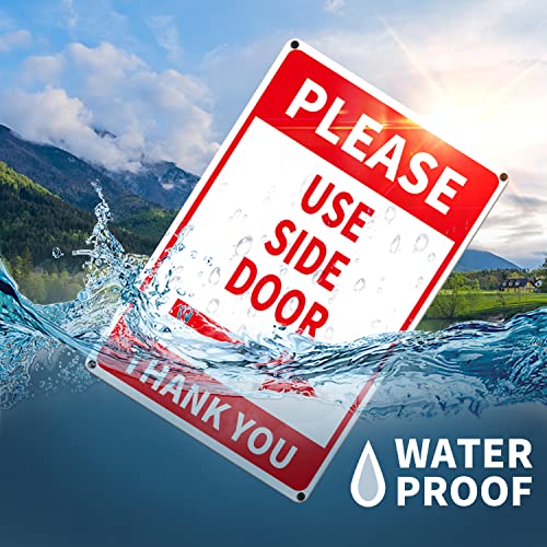 Please Use Side Door Sign Aluminum 12x8 Inch Right Arrow Metal Waterproof for Enter Outdoor Business Office 2 Pack - Image 4
