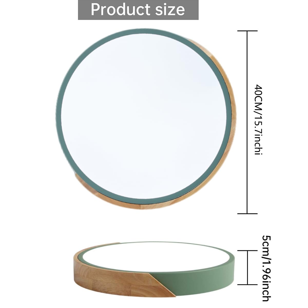 Lampara techo,regulable empotradas de madera, 40cm plafon led techo para sala de estar, dormitorio, cocina, salón (verde 40cm)