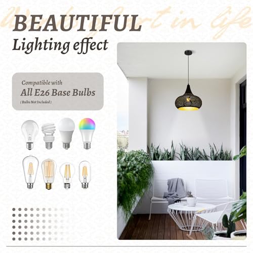Image of Vintage Black Pendant Light Set of 2, Moroccan Living Room Hanging