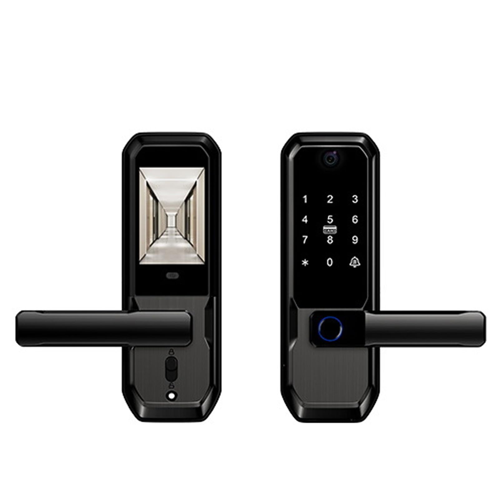 Swokely Smart Video Door Lock Fingerprint Keyless Entry WiFi App Control 3.5 Inch Screen HD Camera Touchscreen Keypad for Home Office Apartment (Black)