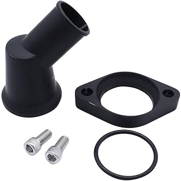 1 SET SHLPDFM BLACK Chevy Water Neck 45 degreeSwivel Polished aluminum Water Neck Thermostat Housing Compatible with SBC BBC CHEVY 327 350 396 454 Engines