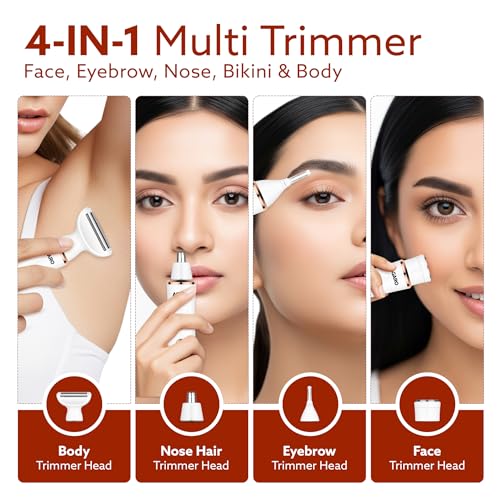 Image of AGARO Female Multi Trimmer 3117 - Facial Hair Removal Machine, Bikini Trimmer, Eyebrow & Nose Hair Trimmer Painless body hair trimming. Type-C charging, up to 90 minutes runtime,White.
