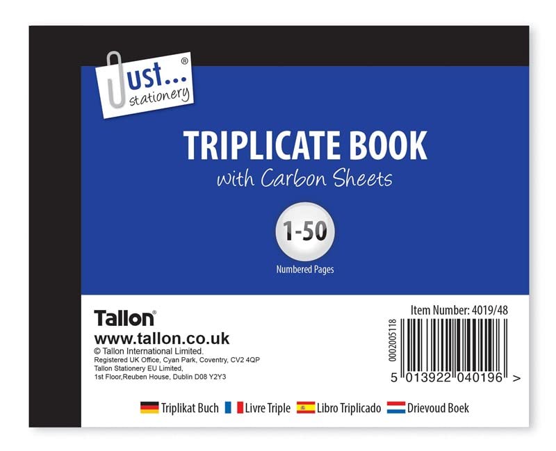 Half Size Triplicate Book with Carbon Sheet Numbered 1-50 Pages Record Keeping Triplicate Receipt Book Ideal for Small Business, Office, School (7)