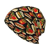 Cute Food French Fries Burger Beanie para hombre y mujer - Gorro de punto para hombre - Gorro de invierno cálido - Negro