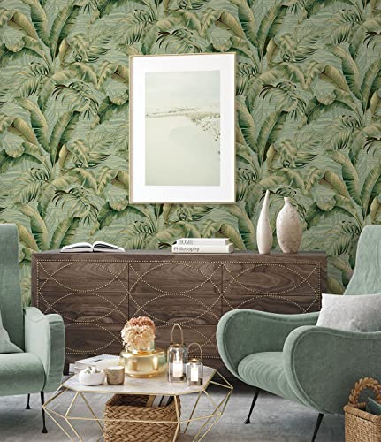 Image of Tommy Bahama Palmiers Tropical Palm Peel and Stick Wallpaper, (Seamist)