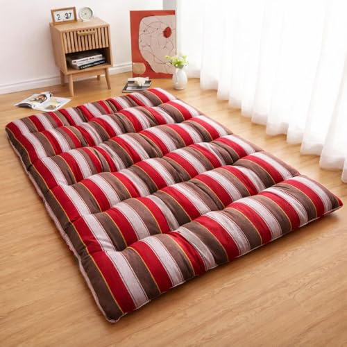 Image of Adim's Handmade Traditional Quilt Gadda Mattress, Red Lining, Small Single, Pure Cotton Fabric, Cotton Filled, Firm, Reversible Design, 2.5 x 6 ft or 72 x 30 Inches
