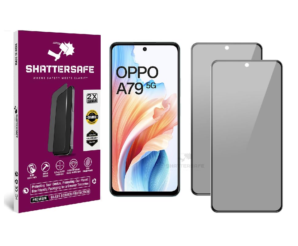 Image of Anti-Spy Privacy Tempered Glass Compatible For Oppo A79 5G [Pack of 2]. 9H Hardness, Anti-Scratch, Edge-to-Edge Protection With Easy Installation Kit & Case Friendly Fit.
