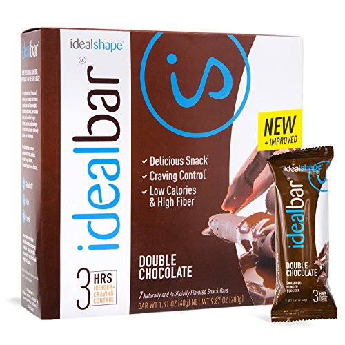 IdealBar, Meal Replacement Bars, Double Chocolate, w/Hunger Blocker - 140 Calories, 6g Sugar, 10g Protein - 7 Bars IdealBar, Meal Replacement Bars, Double Chocolate, w/Hunger Blocker - 140 Calories, 6g Sugar, 10g Protein - 7 Bars