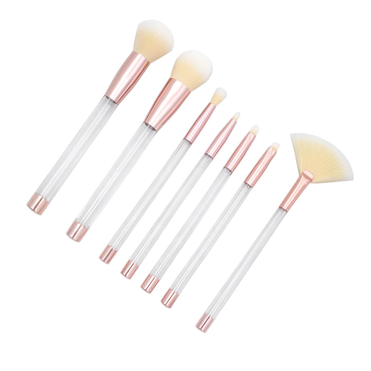 Didiseaon 21pezzi Pennelli Trucco Trasparenti Cristallo Con Manico Vuoto Per Strumenti Cosmetici Con Manico Trasparente Rosa e Setole Bianche Per Uso Quotidiano e Professionale