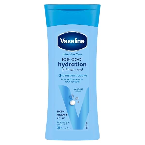 Vaseline Intensive Care Body Lotion, With Hyaluronic Acid, Vitamin E & C, Ice Cool Hydration, hydrates and cools your skin