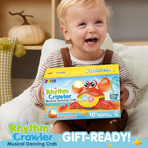 JOYIN Krabbe Babyspielzeug, Musikkrabbe Baby, tanzende Krabbe, Crawling Crab Tummy Time Toy, Geschenk für Geschenk für Neugeborenes Jungen & Mädchen von 0–6, 6–12 und 12–18 Monaten