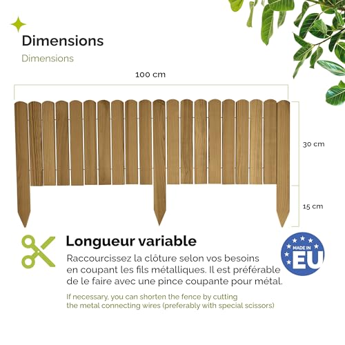 Garronda Bordure Jardin Bois 30x100cm Ganivelle Rouleau Brun Сlair GD-0148 – vue 2