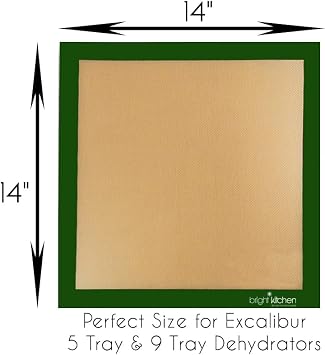 5 x Silicone 14 x 14 Non-Stick Fruit Leather Drying Ultra Sheet Compatible With Excalibur Dehydrator 9 & 5 Tray Models