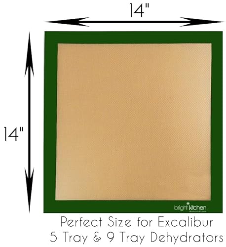 5 X Silicone 14" X 14" Non-Stick Fruit Leather Drying Ultra Sheet Compatible With Excalibur Dehydrator 9 & 5 Tray Models #TOP1