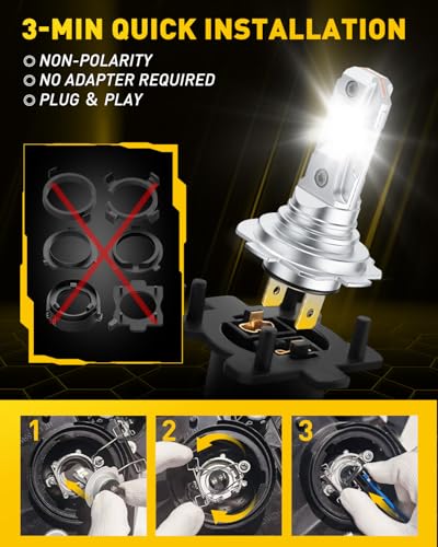 Image of AUXITO H7 LED Light Bulbs, 500% Super Brightness 6500K White Light,1:1 Mini Size H7 /H7LL Fog Light Bulbs for Night Driving,Long Lifespan, Plug-N-Play, Pack of 2