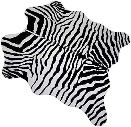 MustMat Faux Zebra Print Area Rug 4.5x5.2 Feet Cute Soft Black and White Animal Print Carpet for Jungle/Safari Theme Child's Room