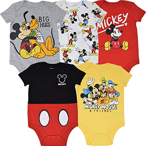 Image of Disney Mickey Mouse Lion King Winnie the Pooh Pixar Toy Story Finding Nemo Baby 5 Pack Bodysuits Newborn to Infant