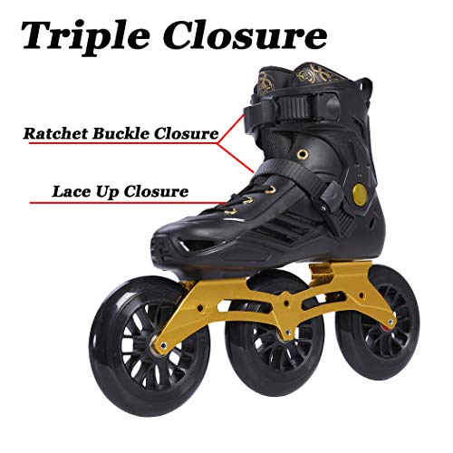 Liku Performance 125 3Wd Speed Inline Skates Unisex (Black&Gold, Men 11/Women 12) #TOP2