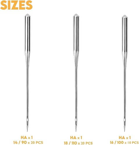 Miniatura 8 de Performore Juego de agujas de coser de acero inoxidable con rosca térmica profesional | 25 agujas de ojo grande resistentes para denim, lienzo,