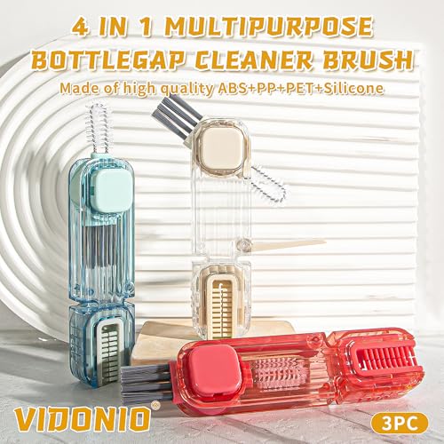 Image of 3Pcs 4 in 1 Cup Lid Gap Cleaning Brush Set,Multifunctional Crevice Cleaning Brush for Bottle,Multipurpose Bottle Cleaner with Compact Design Tiny Silicone Cup Holder Cleaner Tool,Kitchen Gadgets