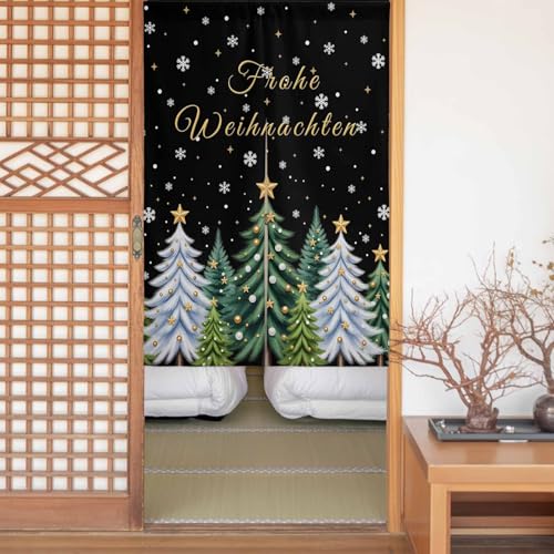 のれん 目隠し 遮光 暖簾 間仕切り クリスマスツリー 雪の結晶 星 冬 黒色 厚手 防寒 防音 断熱 ロング 半間のれん リビング 和風 カーテン プライバシー保護 玄関 キッチ リビング 飲食店 出入り口 室内インテリア 温泉 施設向け バスルーム 階