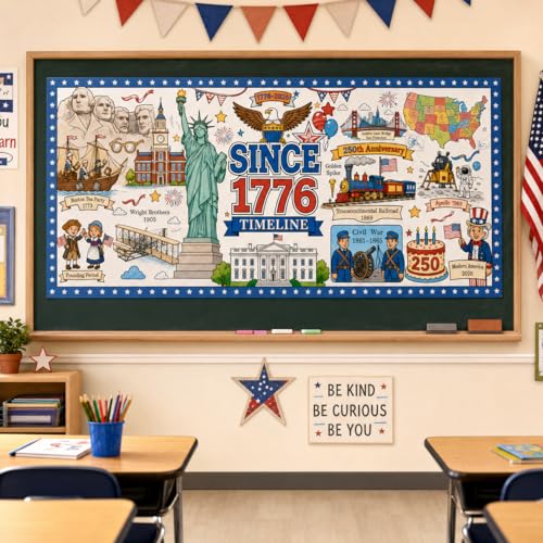 4th of July Giant Coloring Poster/Tablecloth,250 Anniversary USA 31“*72“USA Historical Timeline Giant Coloring Tablecloth,US Map Coloring Poster,Kids Crafts Classroom Activities Party — view 5