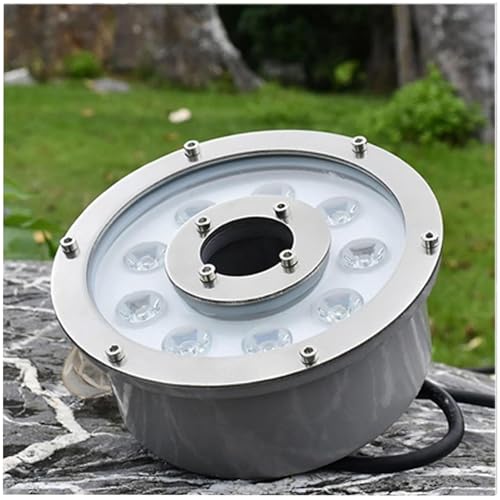 Faretti Piscina - Luce A Fontana Subacquea Ad Anello A LED, Luci Da Giardino In Acciaio Inossidabile Impermeabili IP68, Luci LED Per Laghetti A Foro Centrale A Bassa Tensione CA 12/24V(Green,6W(AC24V)