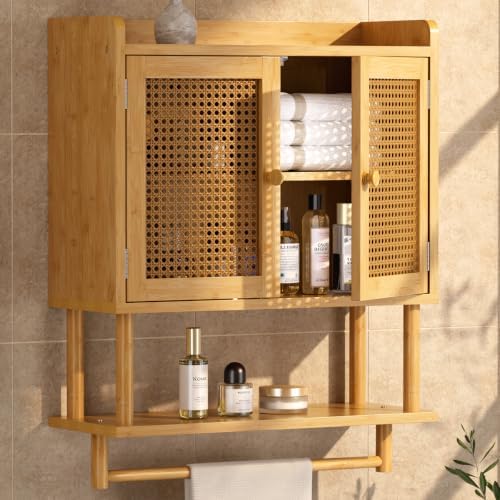 AmazerBath Bathroom Wall Cabinets, Bamboo Medicine Cabinet with R...