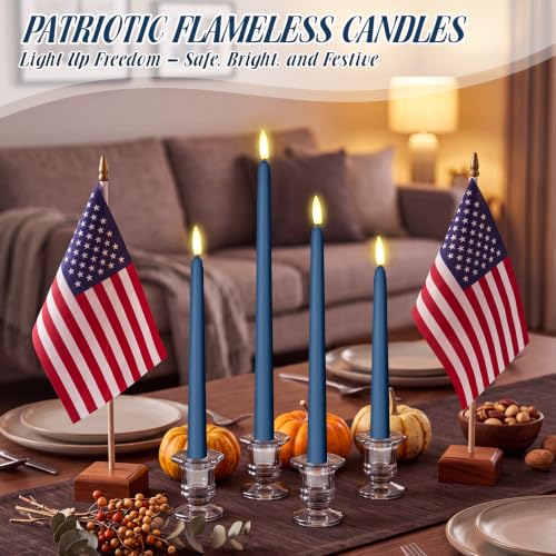 Image of Rossesay 24 Pcs Flameless LED Taper Candles Battery Operated Candle, Classic, 8.5 inch,9.65 inch,10.8 inch,12.8 inch, Dark Blue