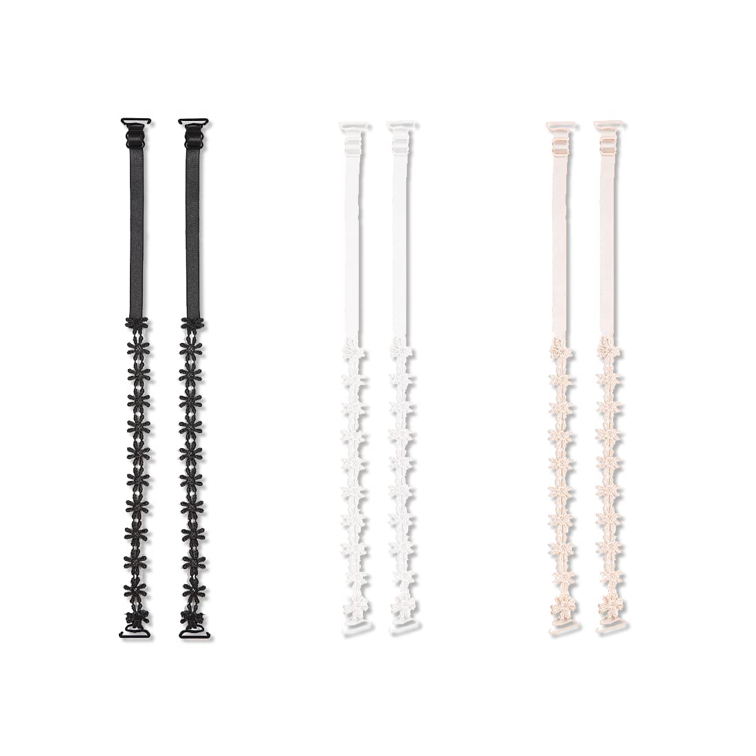 AOYEGIC BH Träger Set - 3 Paar Verstellbare Schultergurte Mit Gänseblümchen-Spitze | Anti-Rutsch
