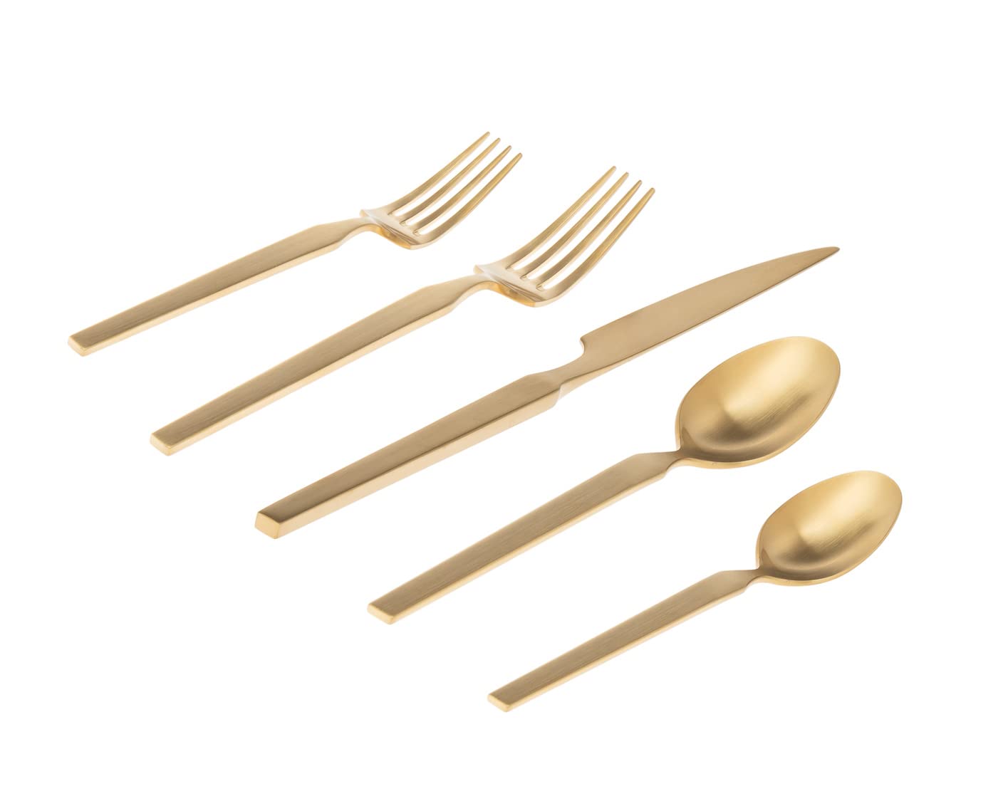 Godinger 20?Piece Stainless Steel Silverware Set, Flatware Utensil Set for 4, Podium, Gold Matte, 18/10