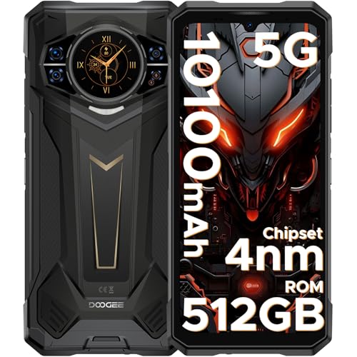 DOOGEE S200 Plus Movil Irrompible 5G D7300 4nm, 32GB RAM+512GB ROM (TF 2TB), Pantalla Trasera multifunción de 1,32’’ 60Hz, 100MP+32MP+20MP Cámara Móvil Rugerizado, 10100mAh(33W), NFC/OTG/FaceID