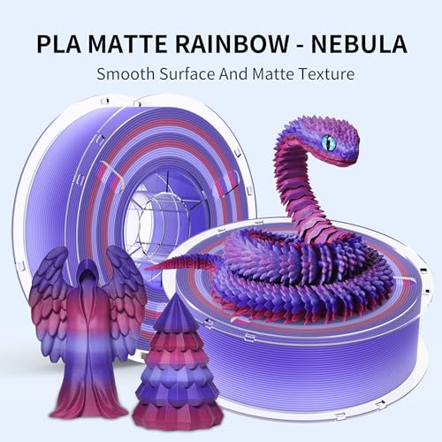 Image of RAMBERY Matte Rainbow 3D Printing Filament Fast Color Change, Multi-Color PLA Filament for Most FDM 3D Printer, 1.75mm 1kg(2.2lbs), Matte Rainbow Nebula Color