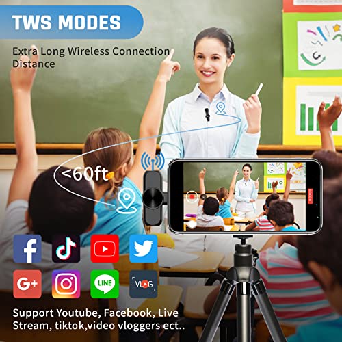Leereel 2er-Pack Lavalier Mikrofon Wireless für iPhone, Plug & Play Ansteckmikrofon kabellos für YouTube TikTok… - Image 6