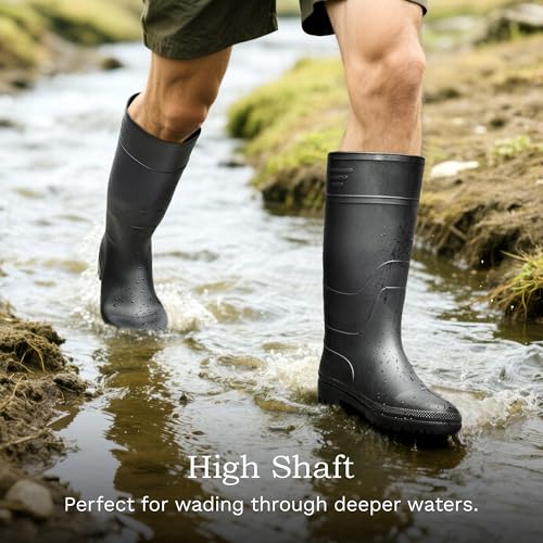 Bruno Marc Gummistiefel Herren Halbhoch Arbeitsschuhe Wasserdicht Regenstiefel für Gartenarbeit Hundespaziergänge Auto Waschen,Size 41,Alles Schwarz,BMEMRB2503