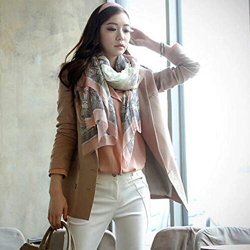 Lenço de Chiffon Echarpe Floral Rosé e Cinza