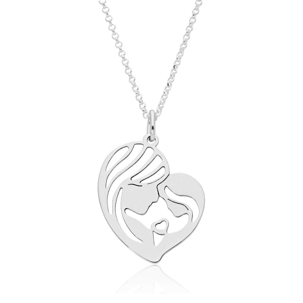 Collar Mamá en Plata de Ley 925 - Colgante para el día de la madre en forma de Corazón - Regalos para mamá