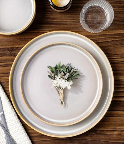 Image of TheTerra Ceramic Dinnerware Sets for 4, 12 Pieces Porcelain Lightweight Plates and Bowls Sets, Scratch Resistant Dish Set, Oven & Microwave & Dishwasher Safe, Autumn Haze