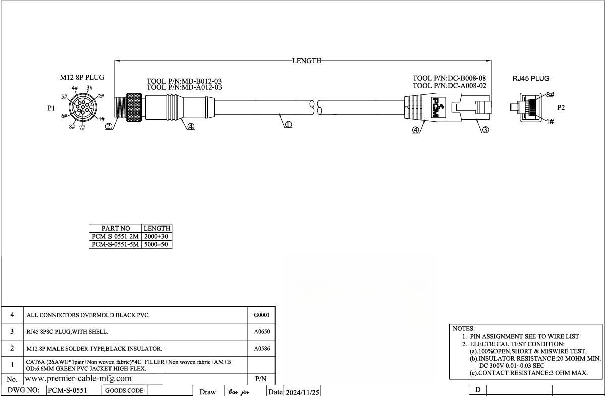 M12 8-pinowy kabel krosowy z kodem A do RJ45 CAT6A przemysłowy kabel Ethernet M12 męski do RJ45 GigE Vision kabel krosowy o wysokiej elastyczności, ekranowany przedłużacz kompatybilny z Cognex Basler