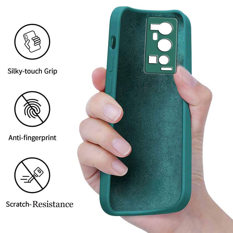 Image of A rtistque Liquid TPU Silicone Matte Shockproof Flexible with Camera Protection Soft Back Cover Case for Vivo X60 Pro Plus - Green